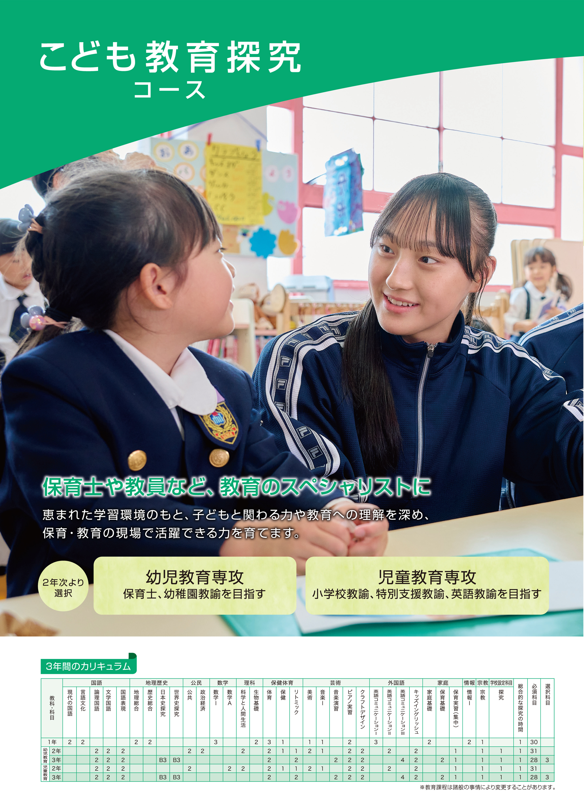 幼児教育コース 保育士・幼稚園教諭への最短コース 実習環境が充実、先生としての体験ができる！兵庫大学附属須磨幼稚園など実習環境が学園内に充実。