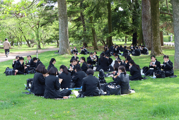 京都御苑で昼食